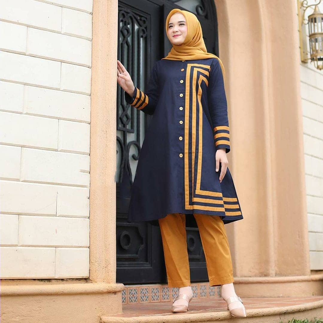 Baju Muslim Modern ALYA TUNIK IK Bahan TOYOBO KANCING VARIASI Pakaian Wanita Atasan Tunik Remaja 2020 Kekinian Tunik Muslim Terbaru Tunik Jumbo