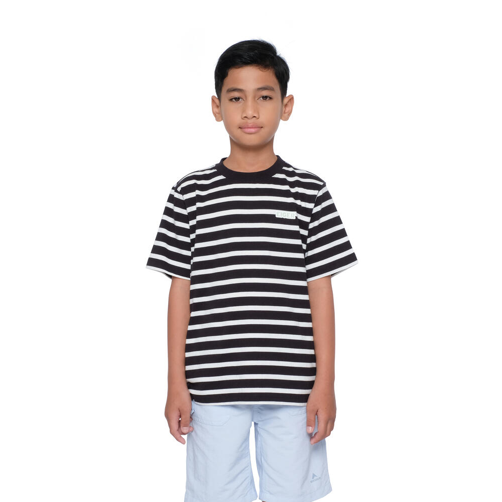 910010504 JR MOORLAND STRIPE SS TEES 1.0 - BLK