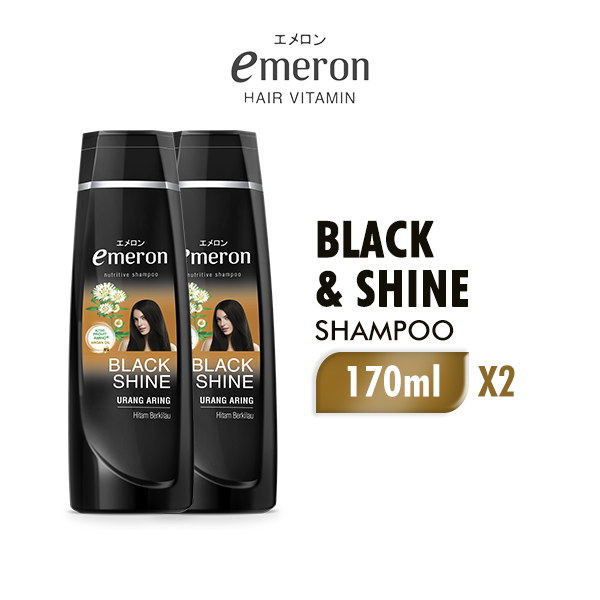 [Paket isi 2] EMERON Shampoo Black & Shine Botol 170ML