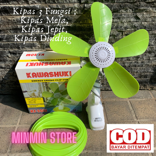 MinMin Store KAWASHUKI KS 750 20W 5 Daun Kipas - Kipas Angin Jepit 3in1 (Jepit-Meja-Dinding) - Ki...