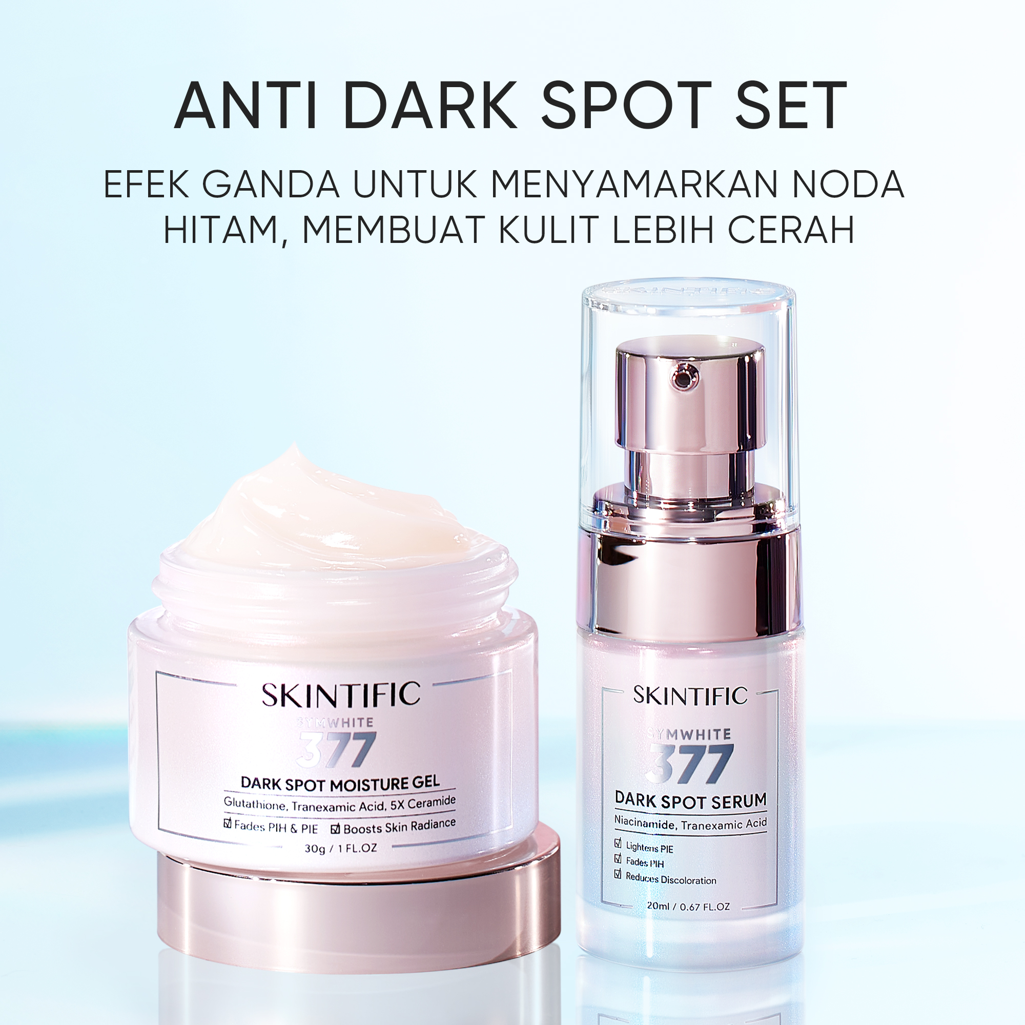 【Skintific Official 】SKINTIFIC - 377 Dark Spot 2pcs Set 丨Fades Dark Spots丨 Moisturizer 30g + Seru...