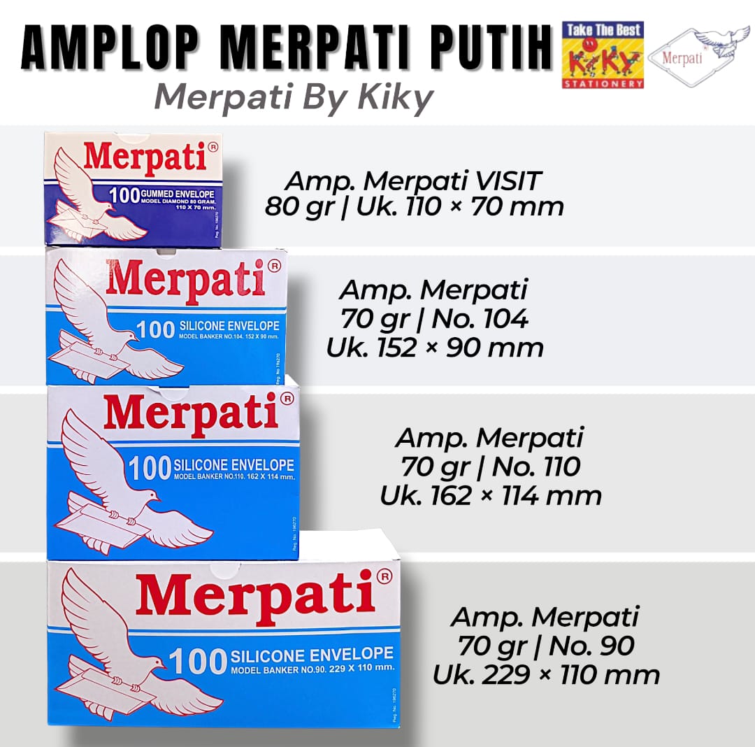 amplop putih polos merpati kiky 1pack 100lembar