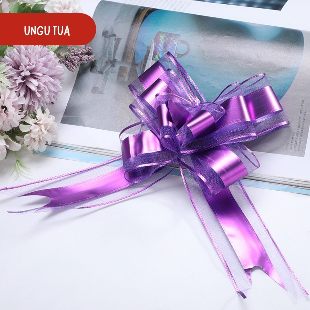 Ecer 3 PCS Pita Tarik Jumbo Serut Instan - Hiasan Kado Buket Bunga Hampers Parcel Souvenir Murah PS027