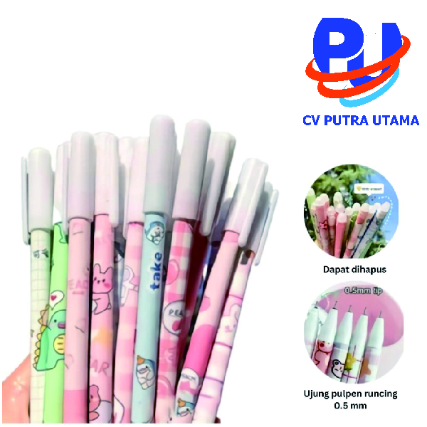 Pulpen Gel Tinta Bisa Dihapus Bolpoin Gel Bisa Dihapus Lucu/Ballpoint (12 Pcs)