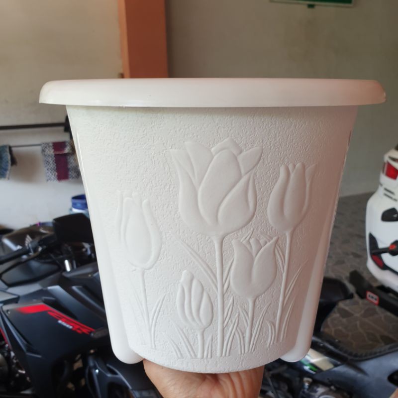 (1pc) BJP TULIP 07K (25cm) : pot bunga ori budi jaya motif bunga tulip bagus murah - Kembang Cikarang