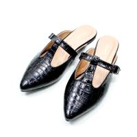 Heaves - Sepatu Flat Wanita Clarise Black Croco - Sepatu Flat Wanita Premium