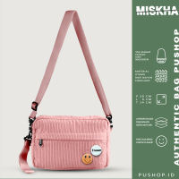 Tas Selempang Pria Miskha Casual Kanvas Modern Multifungsi dengan Pin Random