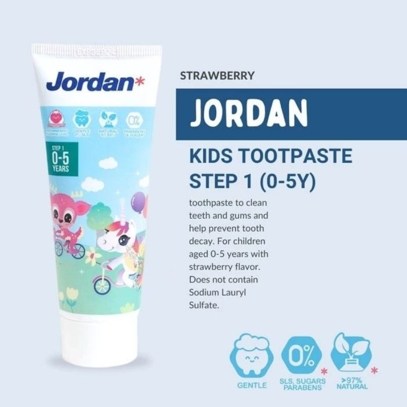 JORDAN Kids Toothpaste Milk Teeth Step 1 (0-5 Years) | Permanent Teeth Step 2 (6-12 Years) - 75g