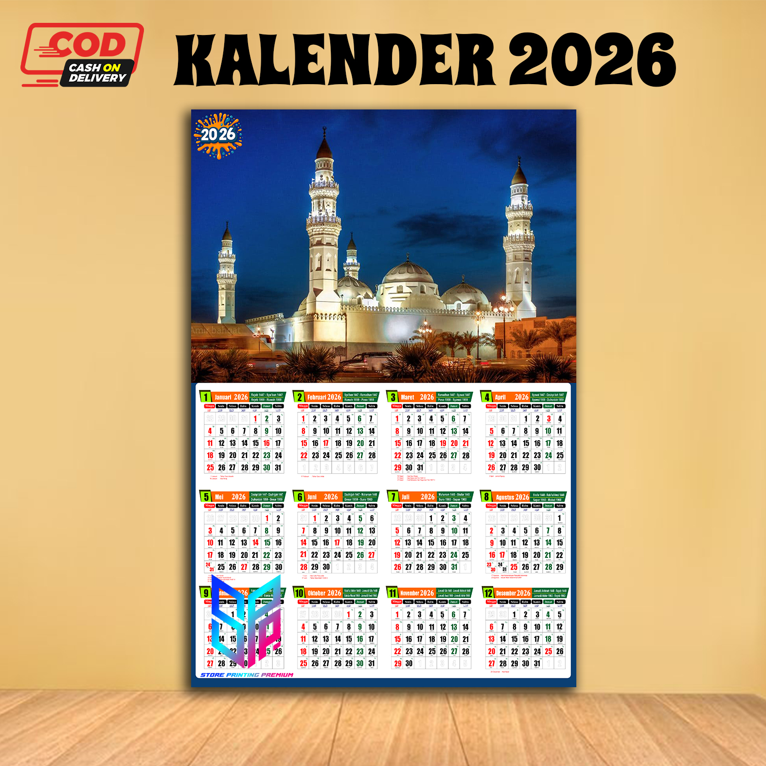 Kalender Dinding Kaligrafi 2026