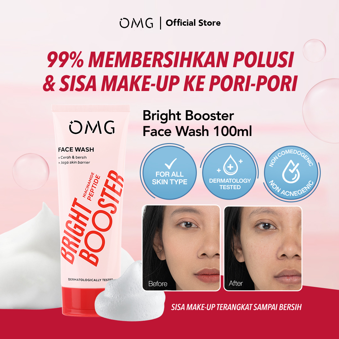 OMG Oh My Glow Bright Booster Face Wash 50ml & 100ml - Tone Up Face Wash - Membersihkan Hingga ke...