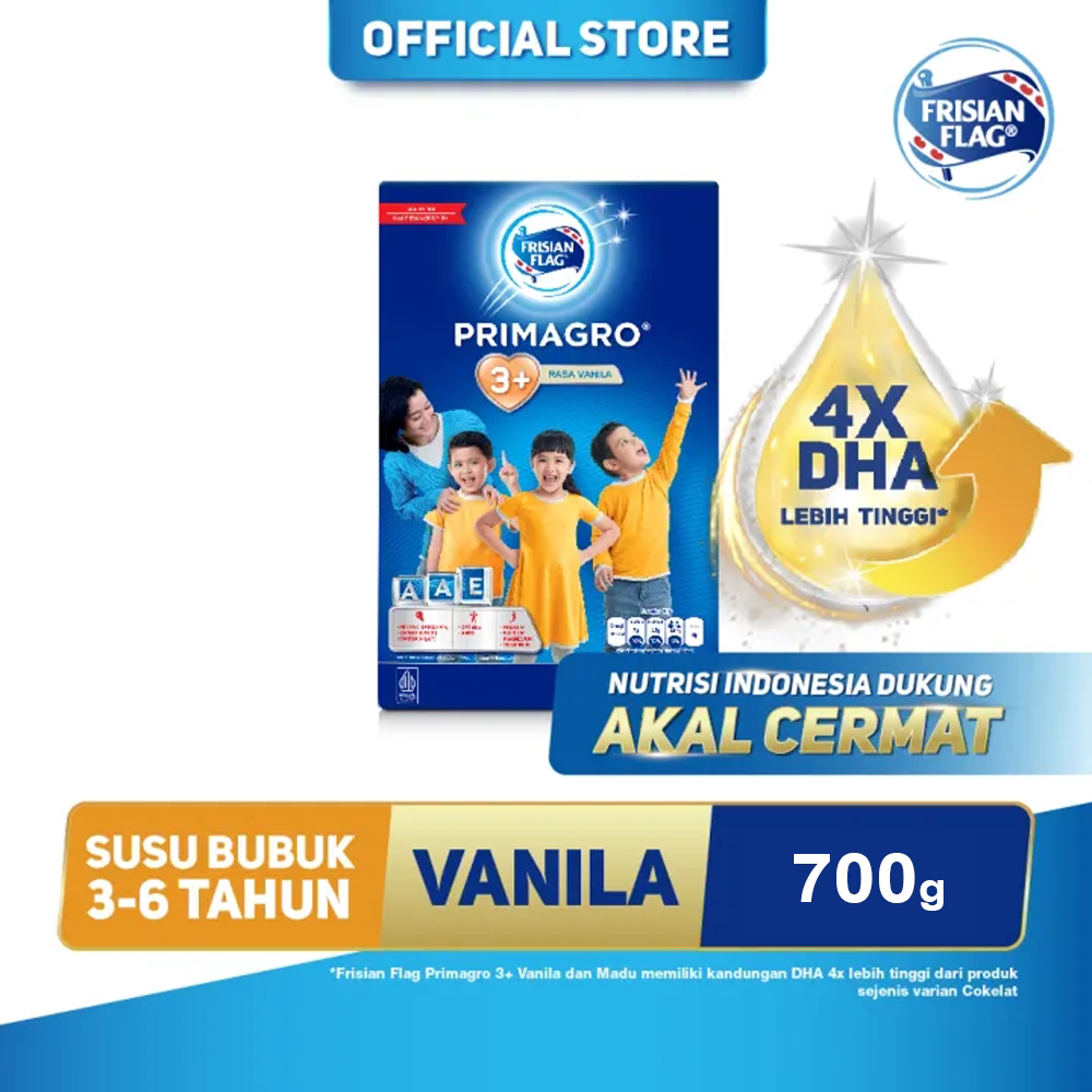Frisian Flag Primagro 3+ Vanilla 700gr (3-6 tahun) - Susu Formula Pertumbuhan Anak