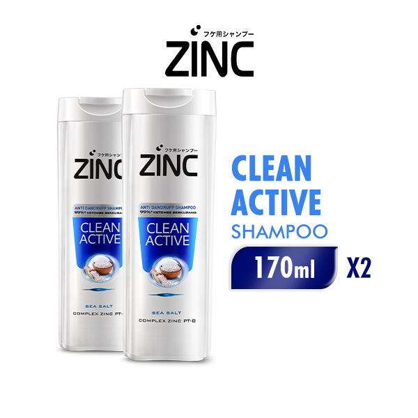[Paket isi 2] ZINC Shampoo Clean Active Botol 170ml