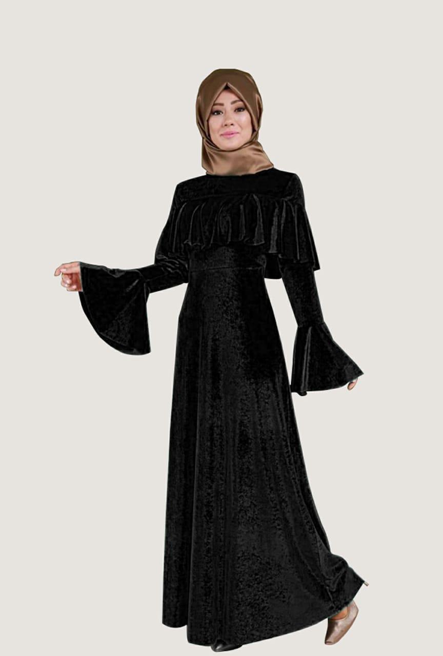 Jual 682. Платья мусульманские велюр. Мусульманские платья из велюра. Черные мусульманские бархатные платья. Фасоны мусульманских платьев из велюра.
