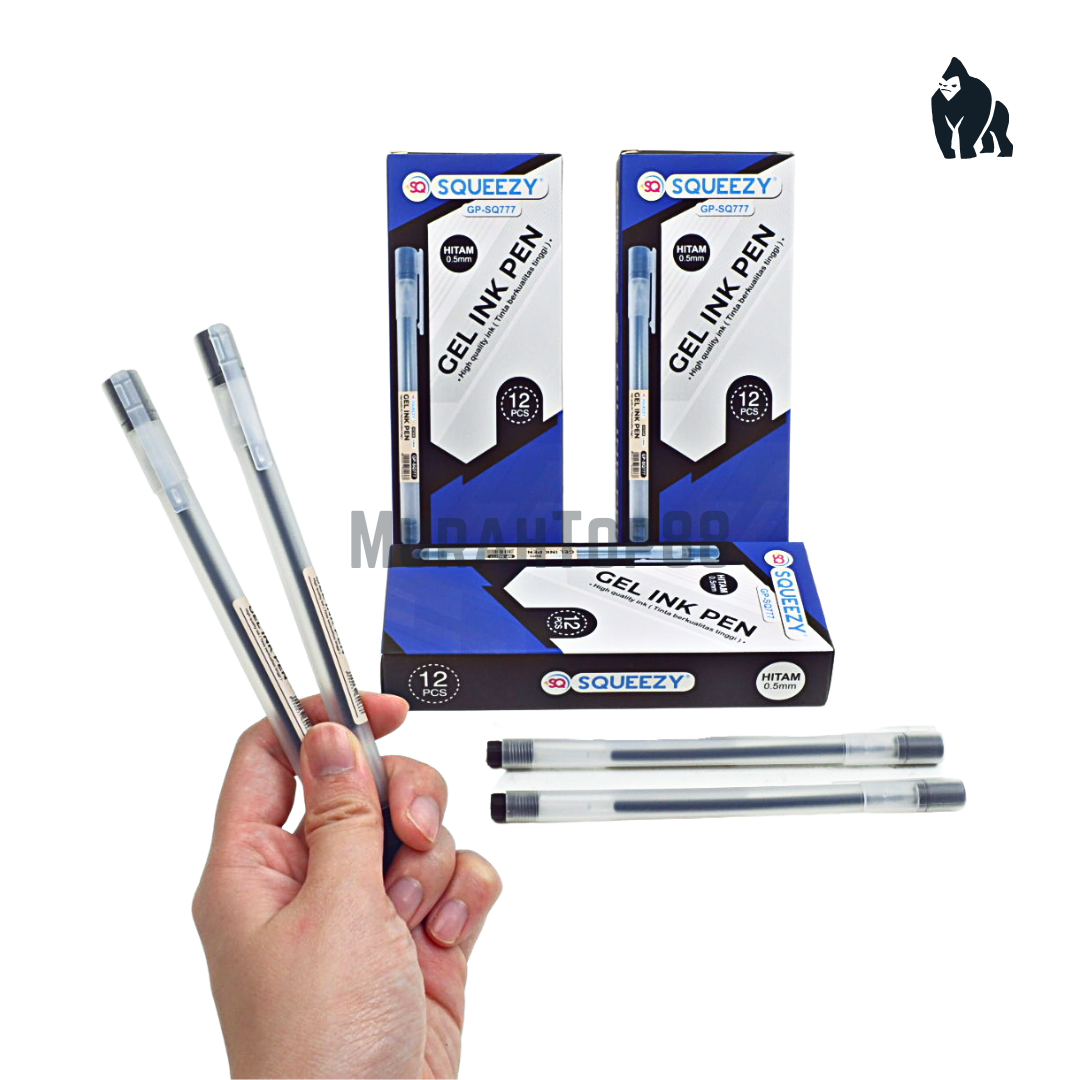 Pulpen Gel Squeezy GP-SQ777 Tinta Hitam 0.5 mm / Gel Ink Pen [PER LUSIN]