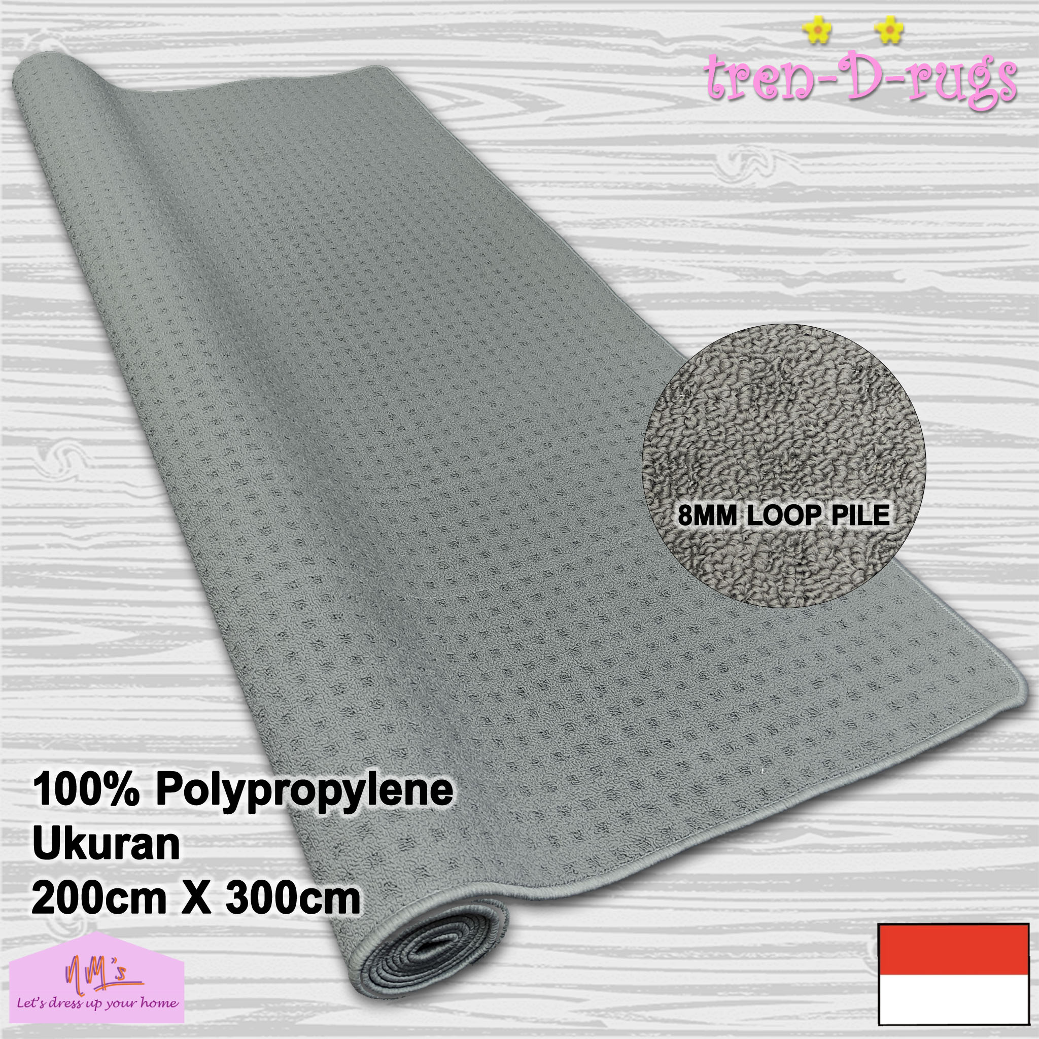 Karpet bulu permadani polypropylene modern jumbo alas lantai ruang tamu kamar tidur halus tebal polos minimalis murah 200 cm x 300 cm - NMs