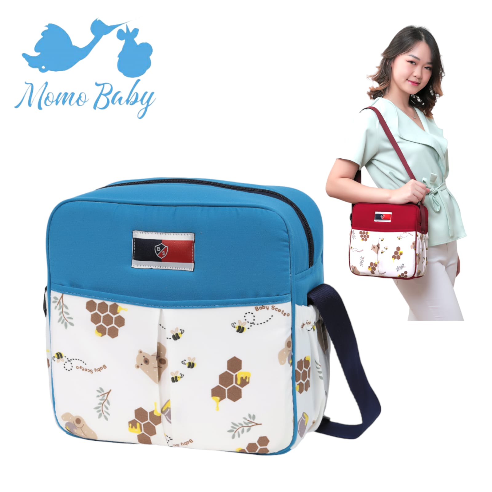 Baby Scots BST9101 Tas bayi Simple Bag Scots Honey Bear Series - Tas Bayi Kecil Ukuran 23cm x 9cm x 22cm
