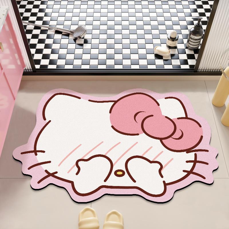 Karpet Tikar Motif Kartun Hello Kitty Warna Pink untuk Dekorasi Rumah