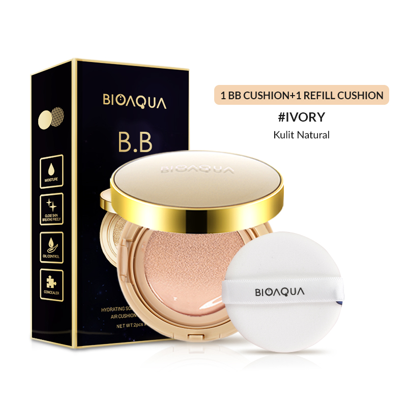 BIOAQUA Cushion Hydrating Soft And Flawless Air Cushion BB Cream Medium coverage Make Delicate Nu...