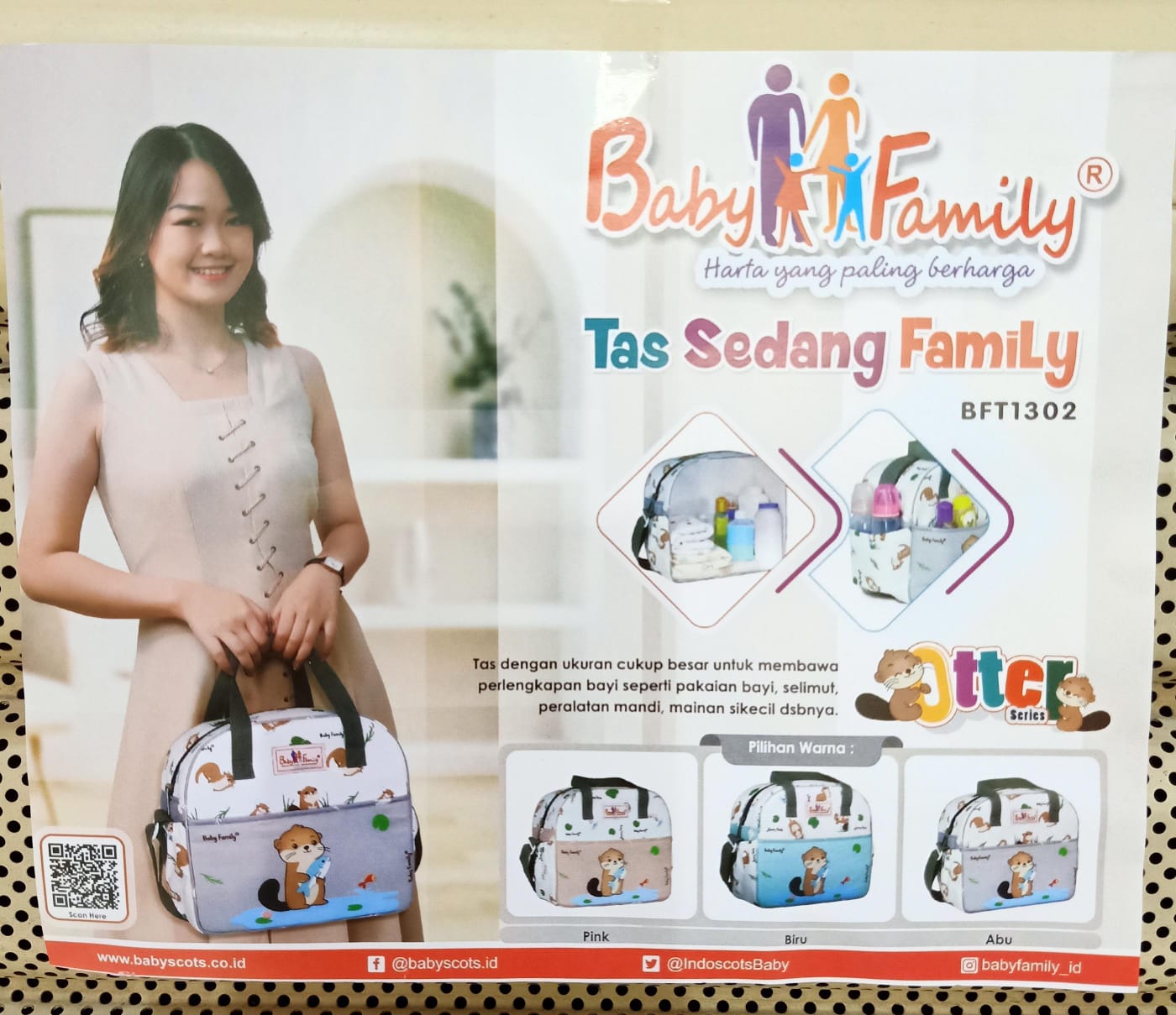 Baby Scots Bordir Boneka Tas Bayi - Diaper Bag