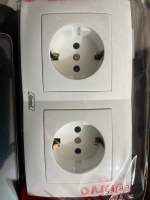 Saklar Double Gang 240V Himel Curvo Series Putih Elegan