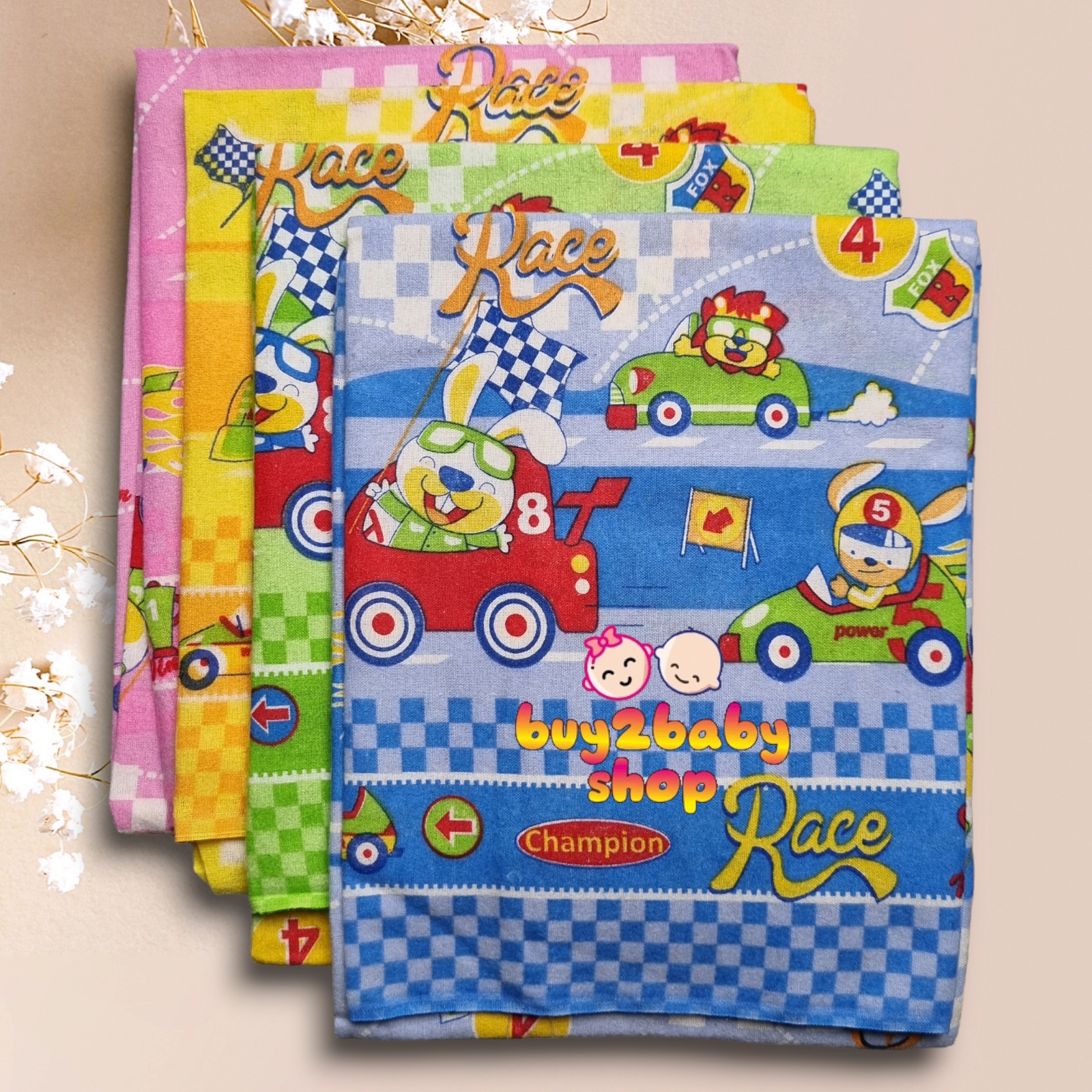 Bedong bayi lusinan lampin bayi bahan flanel ekonomis size 100x90 cm Luvly isi 3-6 Bedongan