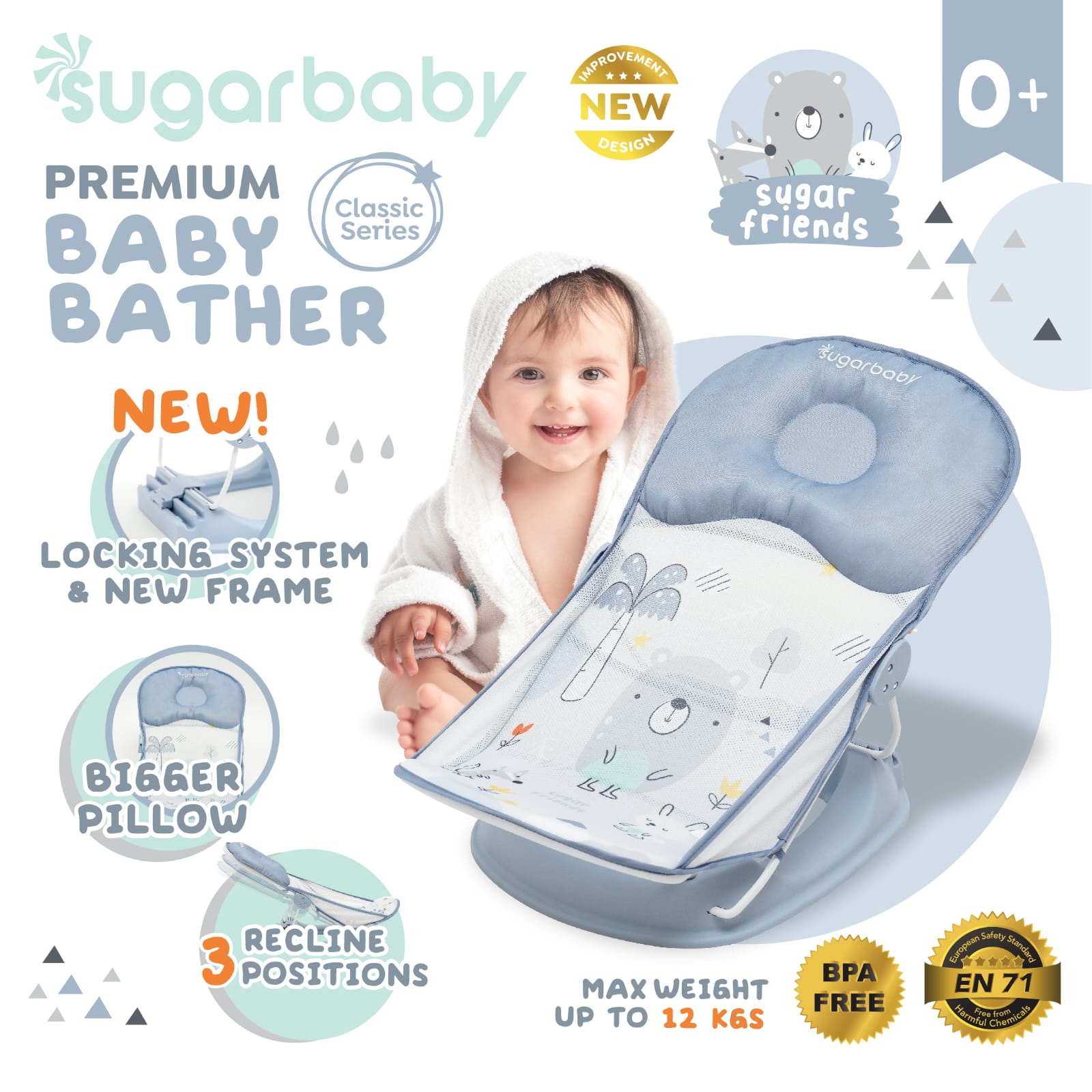 READY BANDUNG SUGAR BABY SUGARBABY [Bouncer Bayi Indonesia] Sugarbaby Premium Baby Bather (Classic & Fun Series) bay bather lucu kursi mandi babybather sugarbaby