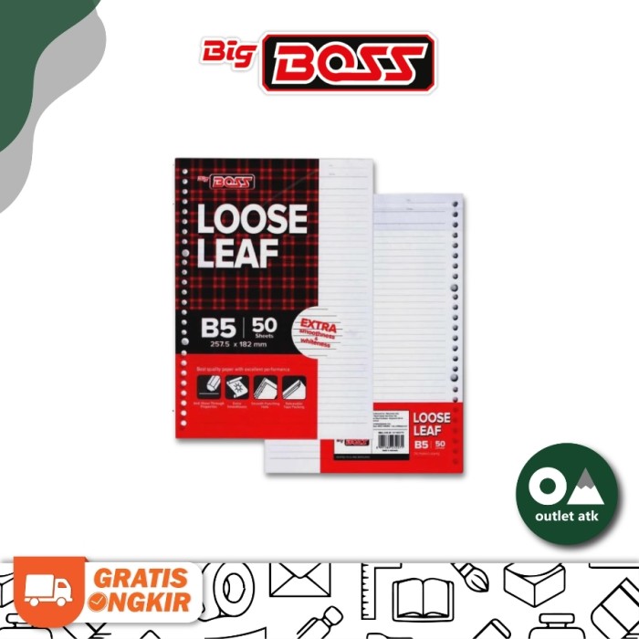 Loose Leaf Bergaris B5 / Isi Kertas File Binder SIDU Big Boss isi 50