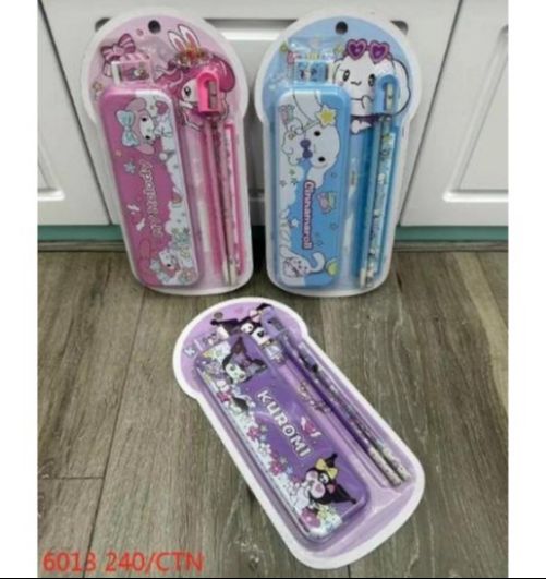 (6013/6016) STUDY SET STATIONERY + TEMPAT PENSIL KALENG MURAH MOTIF KARTUN