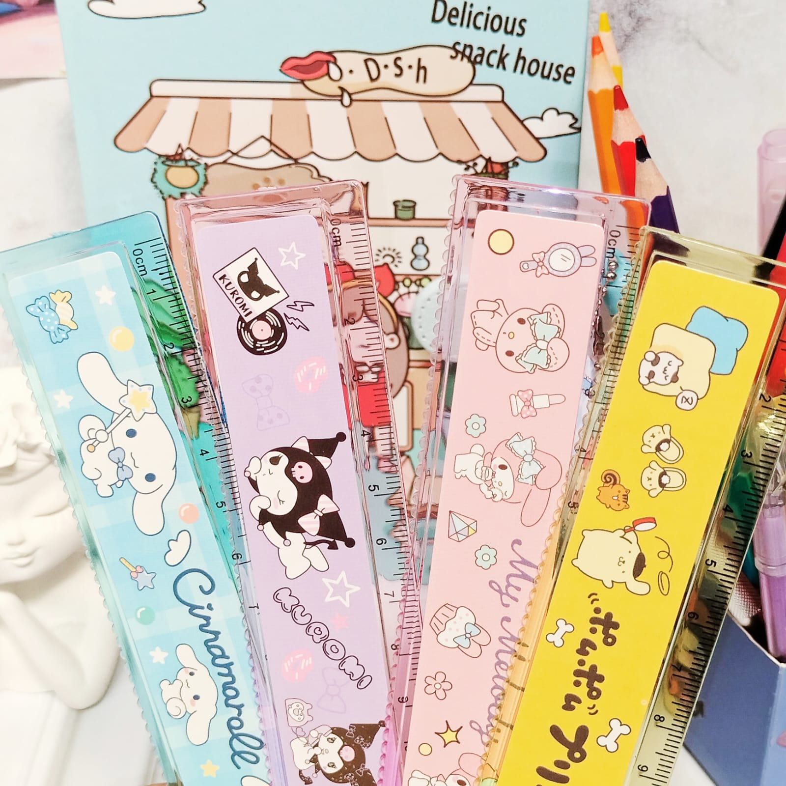 Penggaris SANRIO 15 CM Cute Ruler Lucu ready 4 karakter Harga Termurah karakter kuromi purin melody cinnamoroll Lengkap Best Quality bisa COD