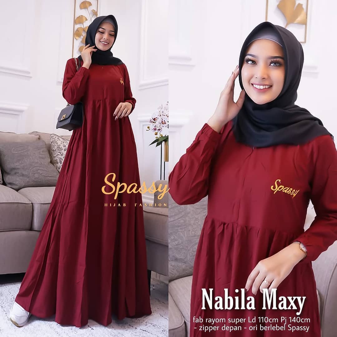Baju Muslim Modern NABILA MAXI BL Bahan KATUN RAYON RESLETING DEPAN BUSUI GAMIS WANITA TERBARU 2020 Modern Remaja Gamis Wanita Murah Gamis Wanita Jumbo