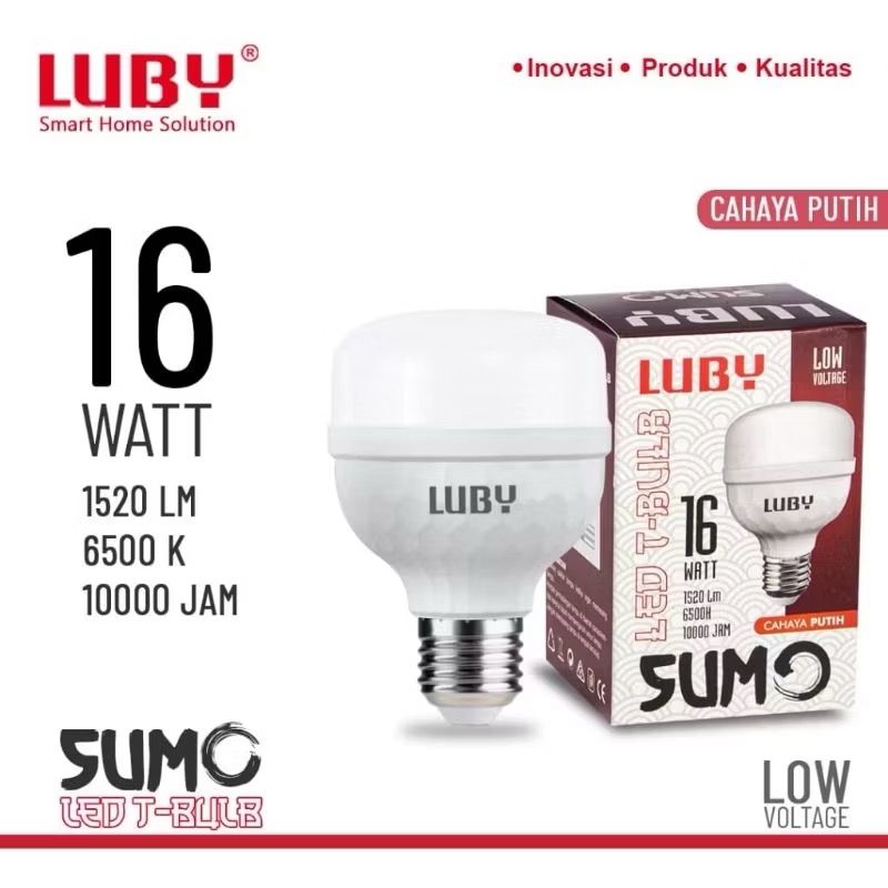 LAMPU BOHLAM LUBY SUMO LED T-BULB LOW VOLTAGE 12W 16W 22W 30W 40W 6500K - PUTIH