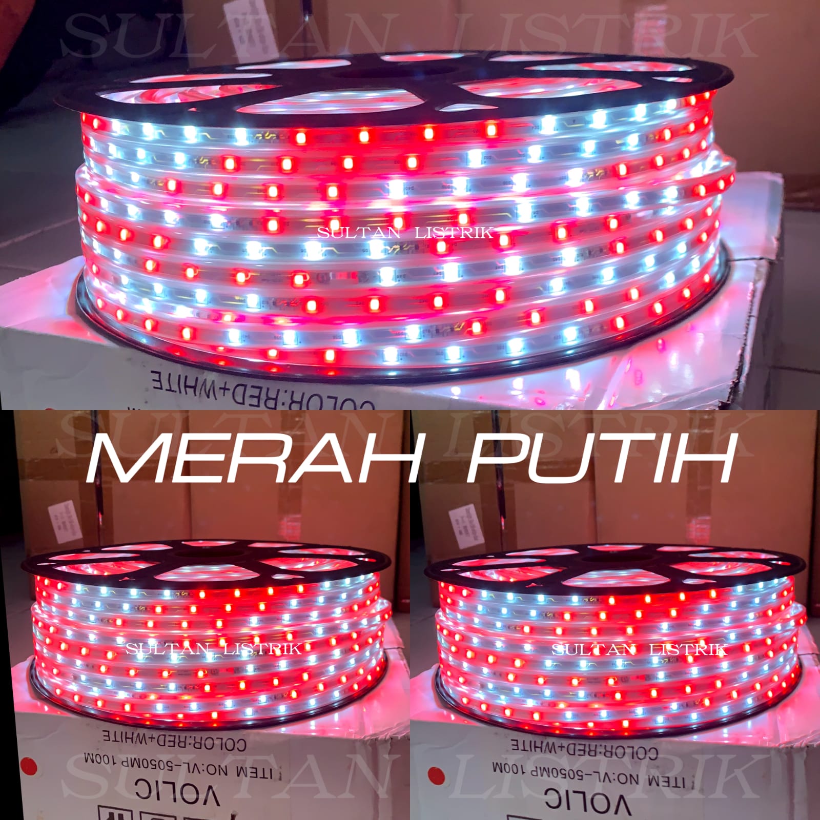 LAMPU LED STRIP 1-100M MERAH PUTIH WATERPROOF AC 220VOLT / LAMPU STRIP MERAH PUTIH AGUSTUSAN