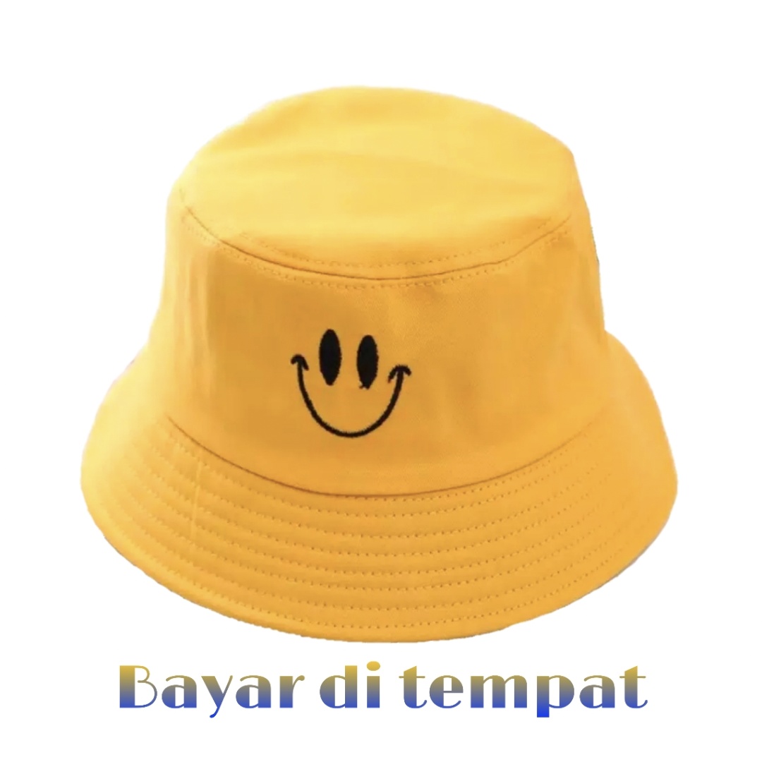 TOPI bucket korea smile bolak balik kualitas distro cocok untuk pria dan wanita topi bucket korea smile bolak balik kualitas distro cocok untuk pria wanita