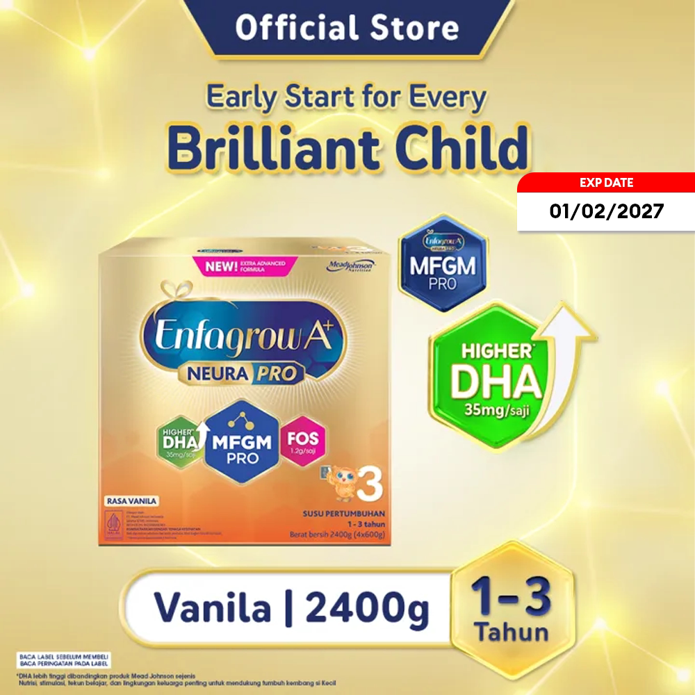 [Near Exp. Date] Enfagrow A+ 3 Susu Formula 1-3 Tahun Rasa Vanila 2400gr [Exp. Date 1 February 2027]