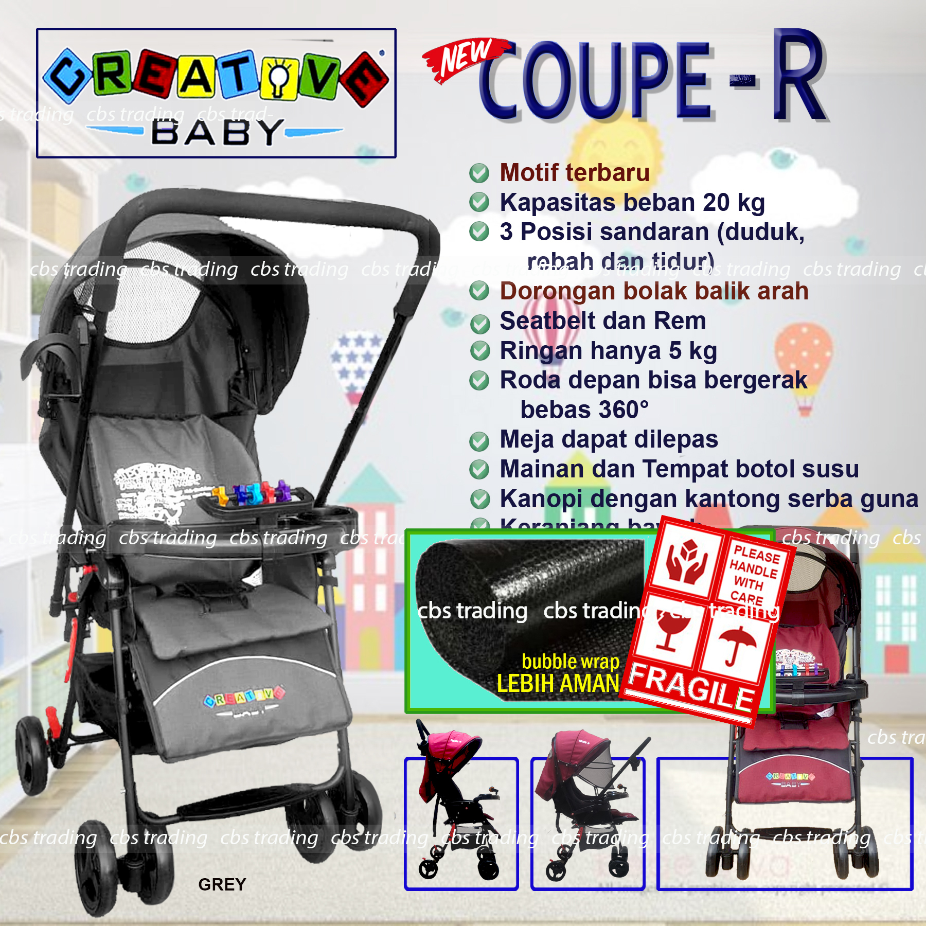 Pliko Creative Baby Stroller 208 COUPE - 209 COUPE R - Lightweight Travelmate - Kereta Dorong Bayi