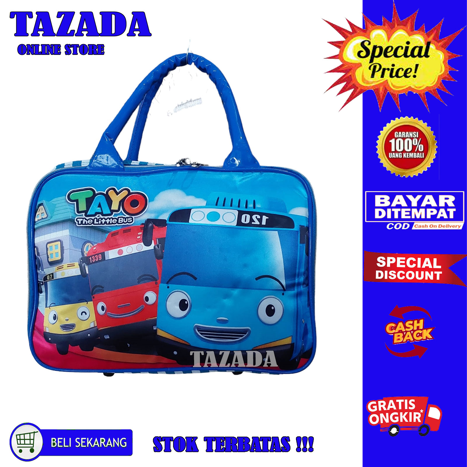 Tas Travel Bag Kanvas Anak doraemon uk. sedang (Selempang + Tenteng)