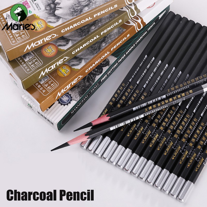 Pensil Charcoal Maries Satuan C7300 / Pensil Lukis / Pensil Arang Maries