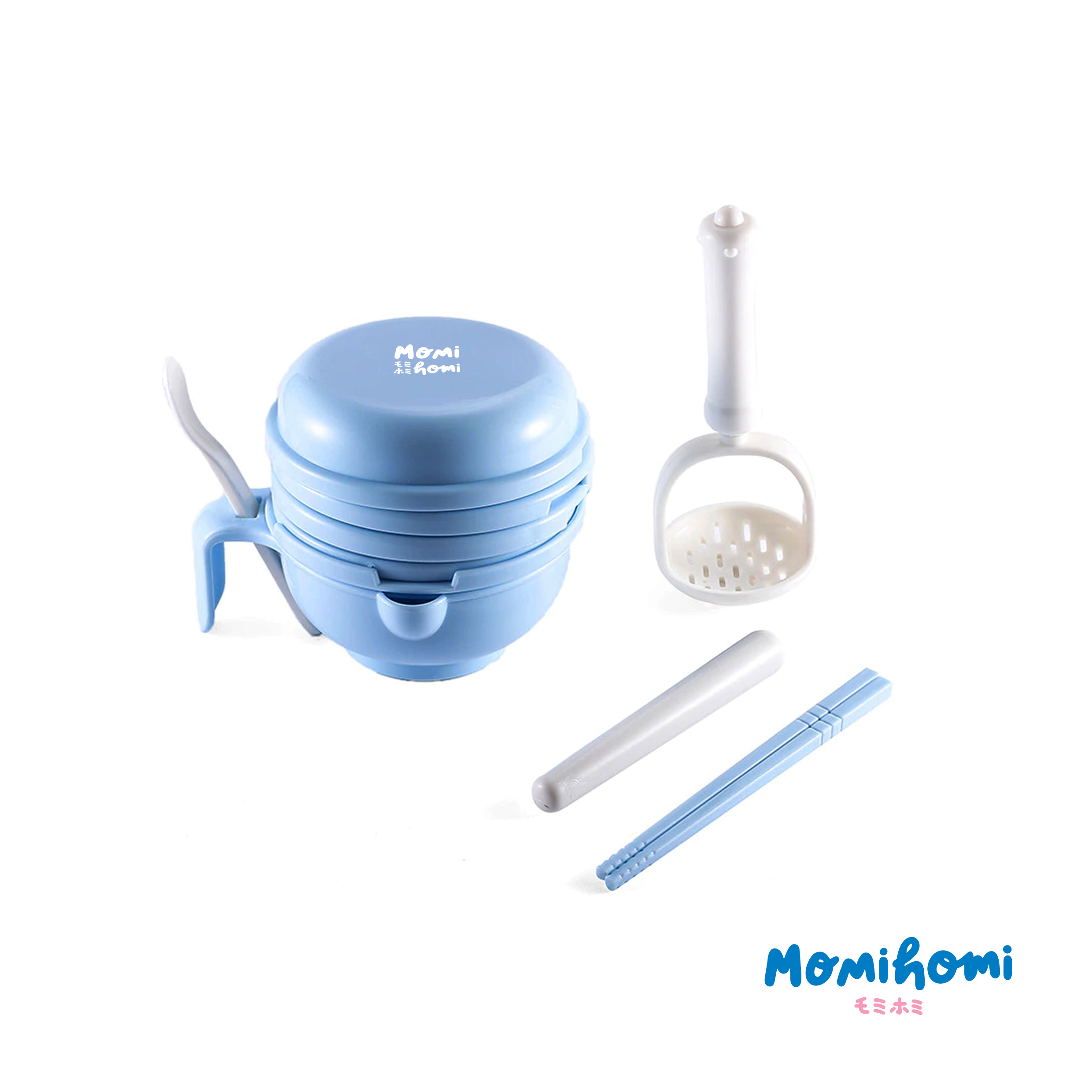 MOMI HOMI Baby Food Maker Grinding Bowl Alat Pembuat Makanan Bayi MPASI Anak set isi 10 pcs Mangkok Tempat Makan Pembuat Makanan Jus Buah Bayi Manual 10 IN 1
