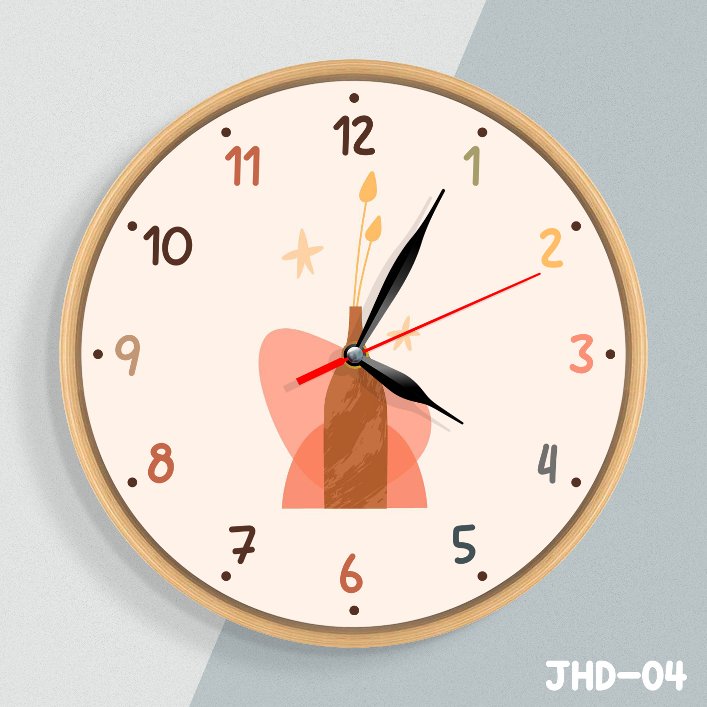 Jam Dinding Custom Aesthetic Bunga Art Modern Hadiah Souvenir Jam Karakter Bandung JHD
