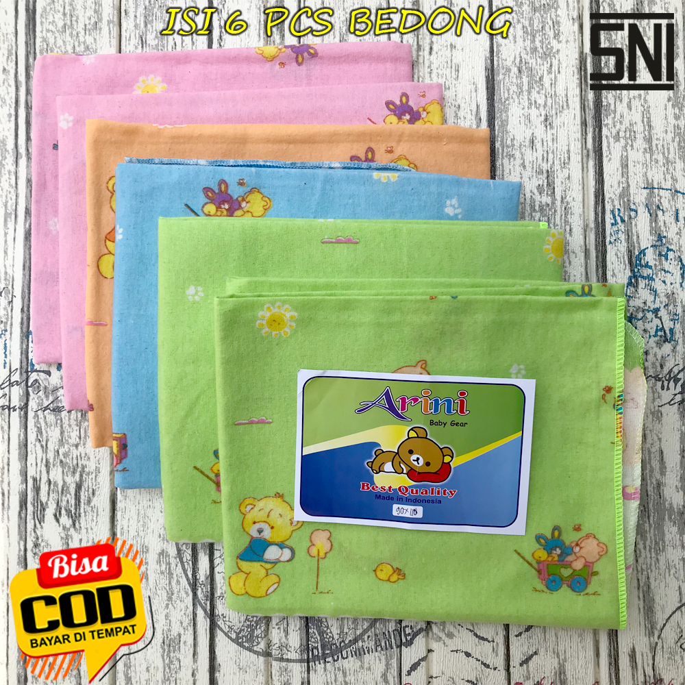 6 PCS Bedong Full Print Bayi Warna Lucu Ukuran 120 x 90 cm / Bedong Bayi Halus Lembut Sukmastore