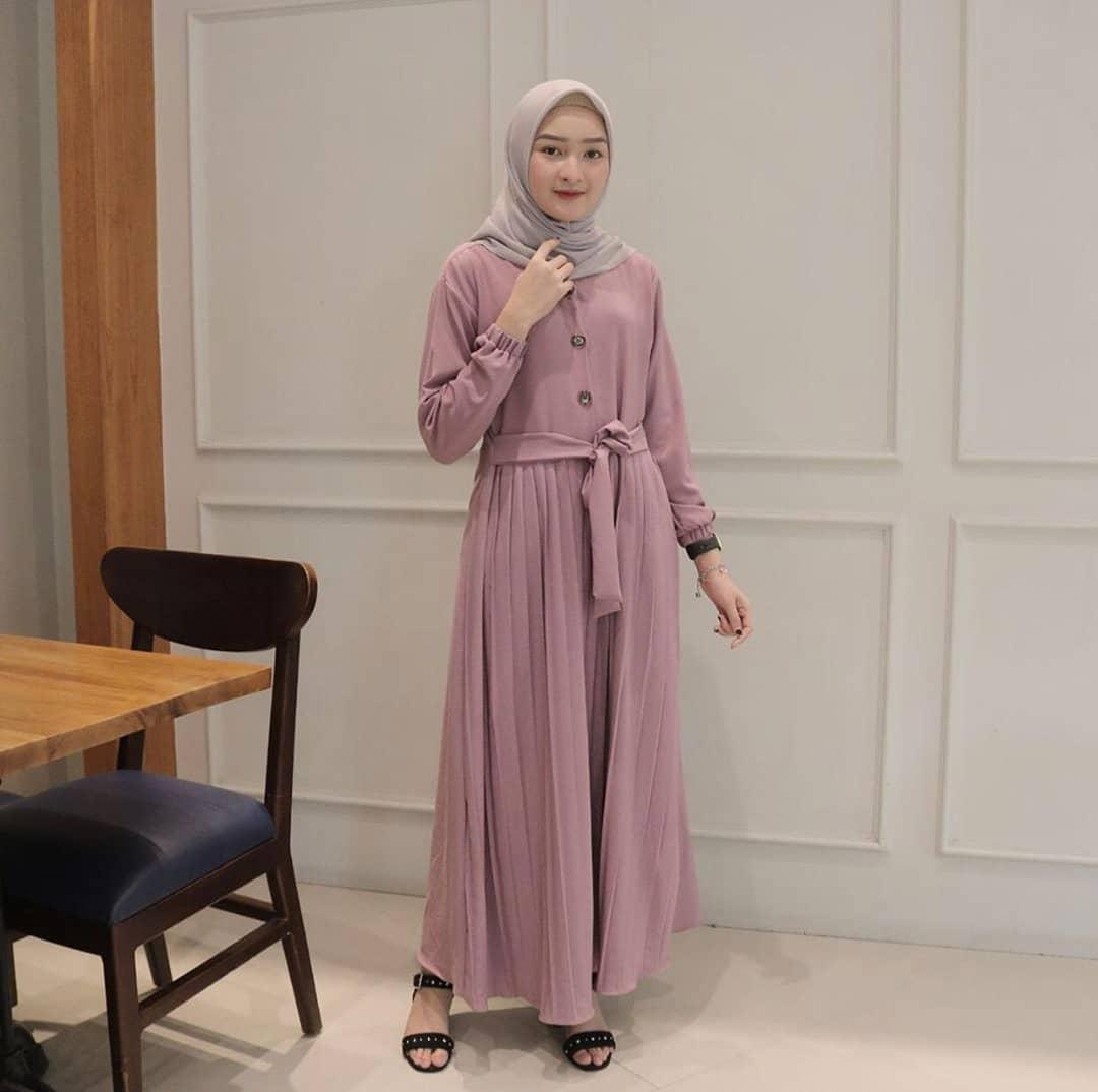 Baju Muslim Modern Gamis NIKY MAXY Moscrepe Plisket Baju Gamis Terusan Wanita Paling Laris Dan Trendy Baju Panjang Polos Muslim Dress Pesta Terbaru Maxi Muslimah Termurah Pakaian Modis Simple Casual Terbaru 2019
