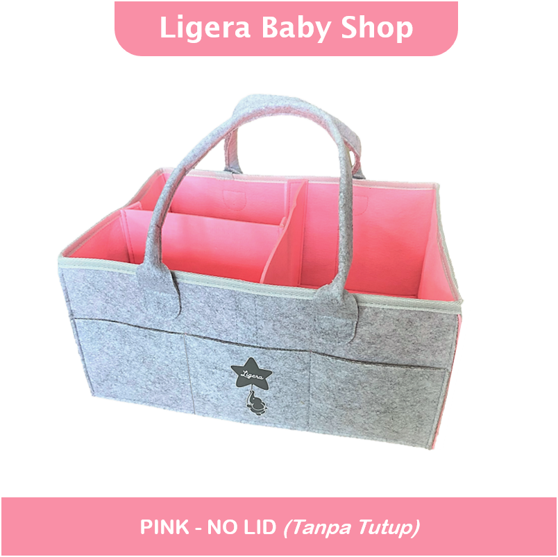 LIGERA Premium Caddy Bag Ada Tutup / Multipurpose Felt Tas Organizer Stroller Travelling Bayi