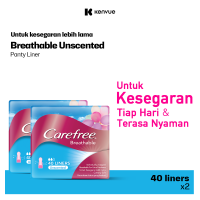 [Paket isi 2] Carefree Breathable Unscented Panty Liner Pembalut Wanita Segar & Nyaman Setiap Hari 40 pads