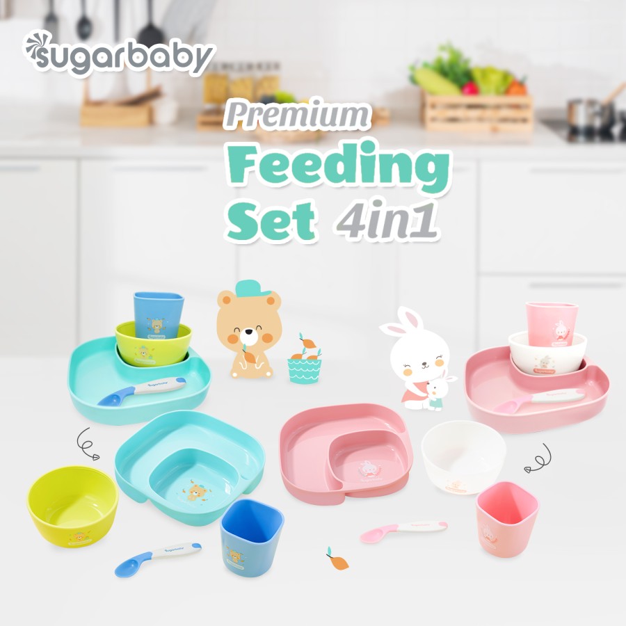 Sugar Baby Premium Feeding Set 4 in 1 /Tempat Makan Bayi / Alat Makan Bayi