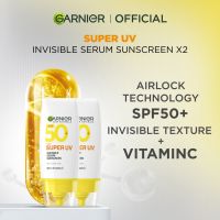 (PAKET HEMAT ISI 2) Garnier Super UV Invisible Serum Sunscreen SPF 50+ PA++++ Vitamin C Skin Care - 30ml (Sunblock Untuk Kulit Cerah Terlindungi)