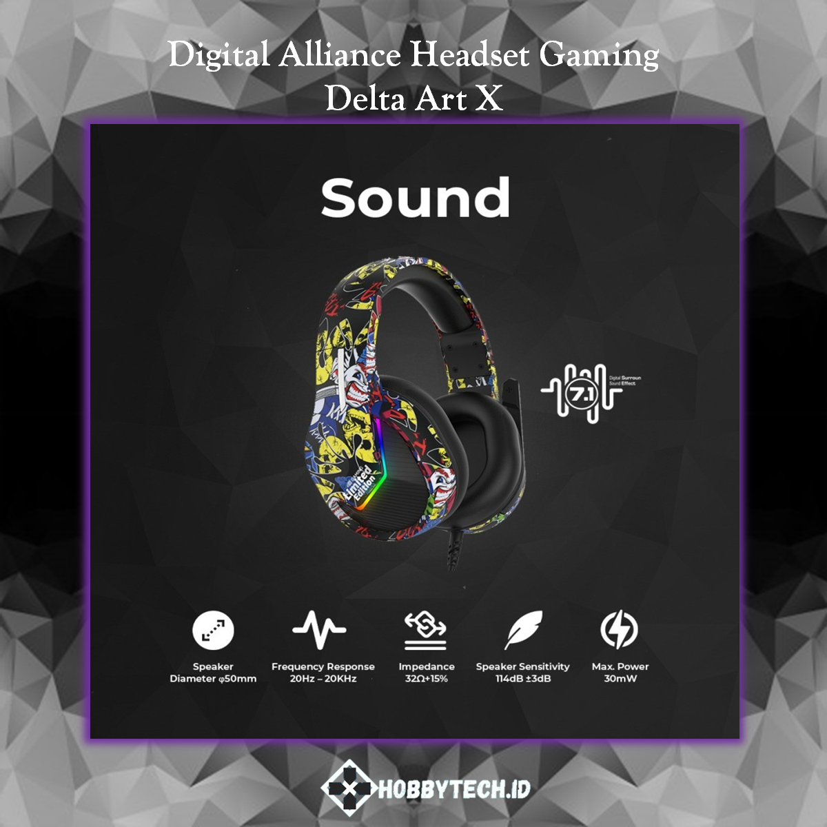 Digital Alliance Headset Gaming DELTA ART X Virtual Surround Sound 7.1
