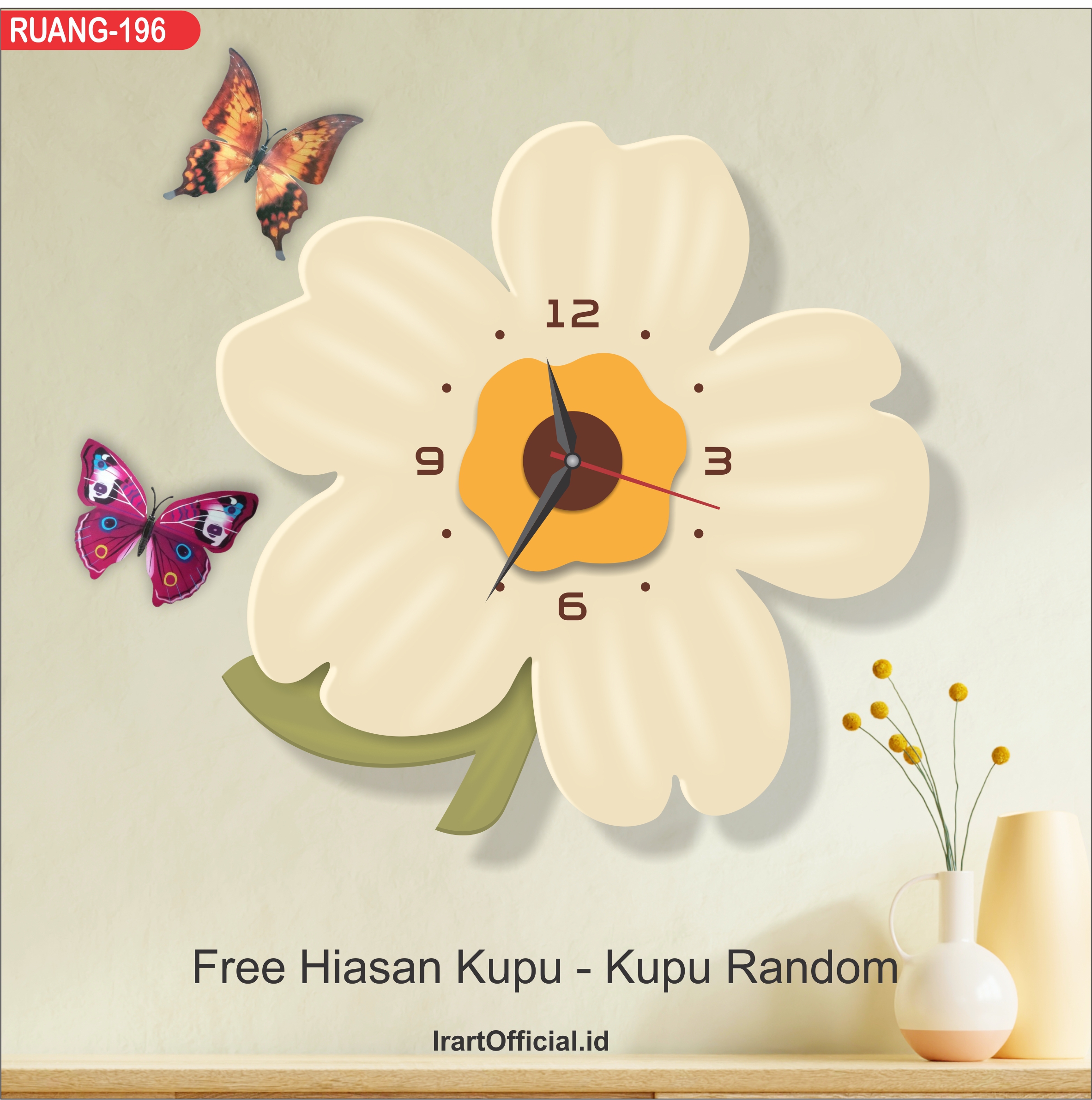 RC - 195 Jam Dinding Ukir HOME Sweet Home BUNGA MATAHARI Hiasan dingding Ruang tamu/ kamar tidur