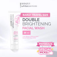 Shinzui WHITEssentials Double Brightening Facial Wash Snow Mushroom mini 20 ml | Sabun Cuci Muka Mencerahkan dengan Niacinamide