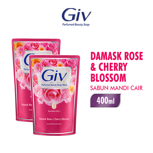 [Paket isi 2] Giv Beauty Sabun Mandi Cair Pink Pouch 400ml