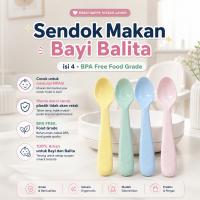 913 -Sendok Makan Bayi Balita isi 4 BPA Free Colorful Baby Spoon Cutlery Set